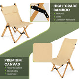 Silla de camping plegable de bambú con respaldo ajustable de 2 niveles - Natural