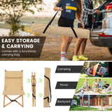 Silla de camping plegable de bambú con respaldo ajustable de 2 niveles - Natural