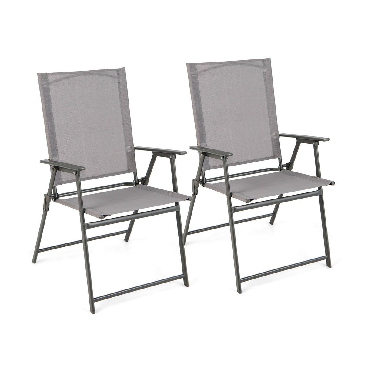 Juego de 4 sillas plegables de patio con estructura de metal inoxidable
