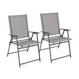 Juego de 4 sillas plegables de patio con estructura de metal inoxidable