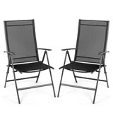 Juego de 2 sillones reclinables plegables ajustables portátiles para patio - Negro