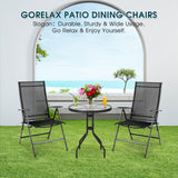 Juego de 2 sillones reclinables plegables ajustables portátiles para patio - Negro