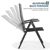 Juego de 2 sillones reclinables plegables ajustables portátiles para patio - Negro