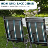 Juego de 2 sillones reclinables plegables ajustables portátiles para patio - Negro
