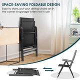 Juego de 2 sillones reclinables plegables ajustables portátiles para patio - Negro