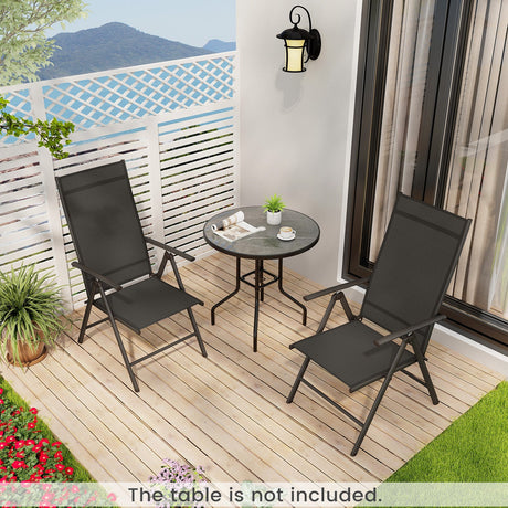 1 Silla de Comedor Plegable para Patio con Respaldo Ajustable de 7 Niveles