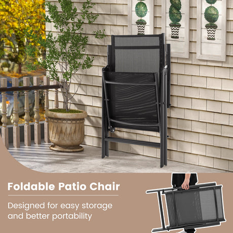 1 Silla de Comedor Plegable para Patio con Respaldo Ajustable de 7 Niveles