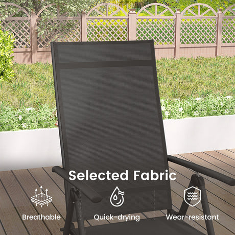1 Silla de Comedor Plegable para Patio con Respaldo Ajustable de 7 Niveles