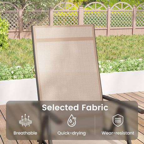 1 Silla de Comedor Plegable para Patio con Respaldo Ajustable de 7 Niveles