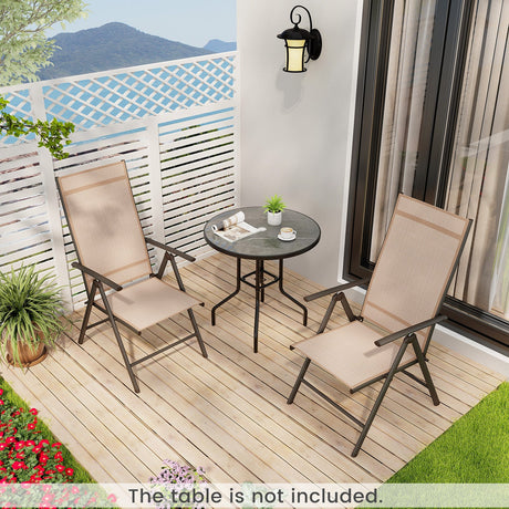 1 Silla de Comedor Plegable para Patio con Respaldo Ajustable de 7 Niveles