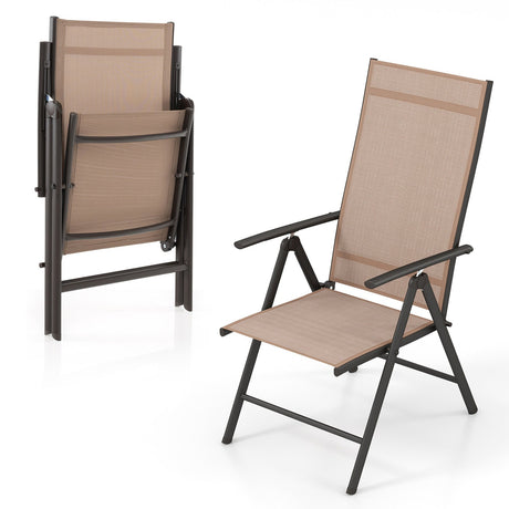1 Silla de Comedor Plegable para Patio con Respaldo Ajustable de 7 Niveles