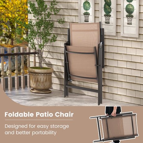 1 Silla de Comedor Plegable para Patio con Respaldo Ajustable de 7 Niveles