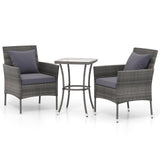 Juego de muebles de patio de 3 piezas con sillas de patio acolchadas y mesa de centro de vidrio templado