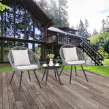 Juego de muebles de patio de 3 piezas con cojines de asiento y respaldo - Gris