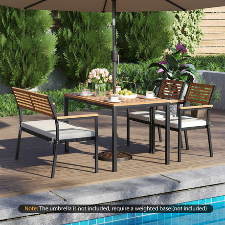 Juego de muebles de patio de 4 piezas, juego de sillas de comedor para exteriores, color blanco