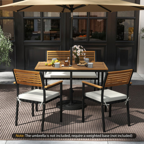 Juego de muebles de patio de 4 piezas, juego de sillas de comedor para exteriores, color blanco