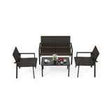 Juego de Muebles de Patio de 4 Piezas con Estructura de Metal Galvanizado de Alta Resistencia