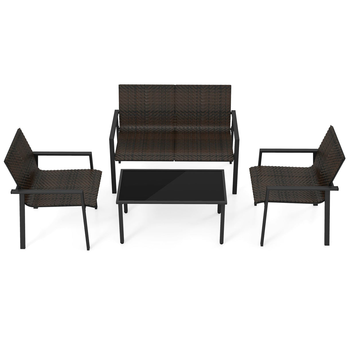 Juego de Muebles de Patio de 4 Piezas con Estructura de Metal Galvanizado de Alta Resistencia