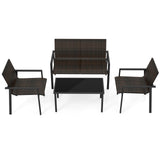 Juego de Muebles de Patio de 4 Piezas con Estructura de Metal Galvanizado de Alta Resistencia