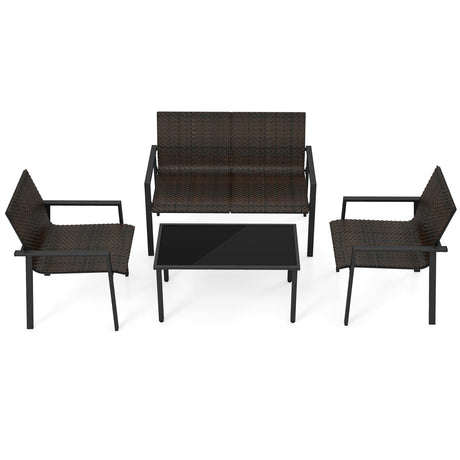 Juego de Muebles de Patio de 4 Piezas con Estructura de Metal Galvanizado de Alta Resistencia