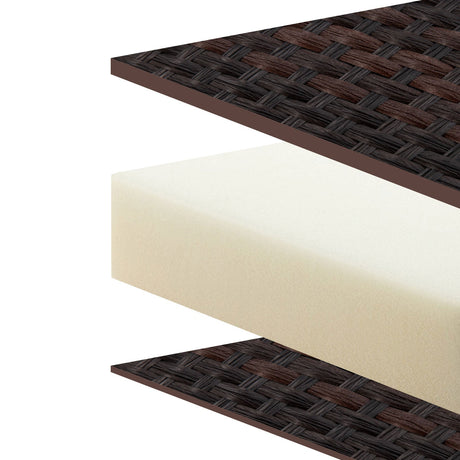 Juego de planeo para patio de 3 piezas con mesa de centro de vidrio templado para todo clima - Marrón