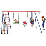 Columpio de jardín 6 en 1 para niños con red para escalar y escalera, 250 kg