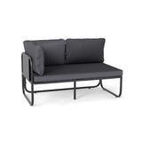 Sofá biplaza para patio con almohadas y cojines de asiento extraíbles - Gris
