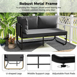 Sofá biplaza para patio con almohadas y cojines de asiento extraíbles - Gris