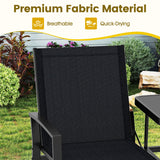 Patio Loveseat with Built-in Table with Breathable Fabric Back-Black
