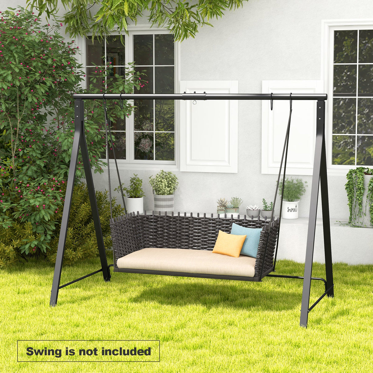 Soporte Metálico para Columpio de Patio con Estructura en Forma de A - Negro
