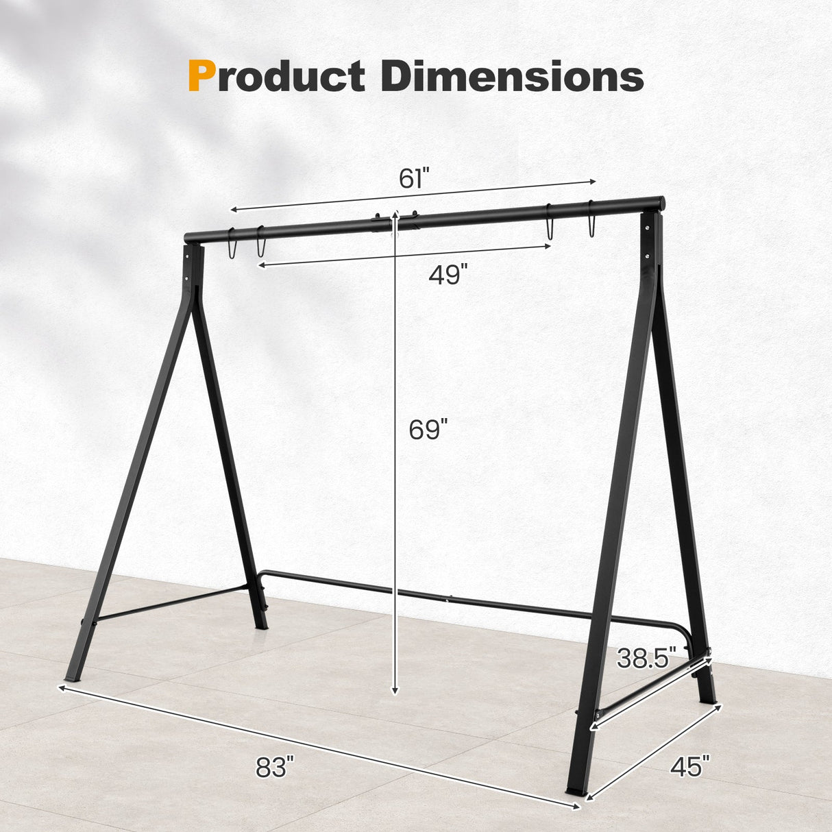 Soporte Metálico para Columpio de Patio con Estructura en Forma de A - Negro