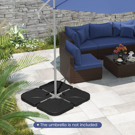 Base de sombrilla para patio de 20 pulgadas con desplazamiento, placa rellena de agua o arena