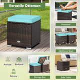 2 Pieces Patio Ottoman with Hidden Storage Space-Mix Grey