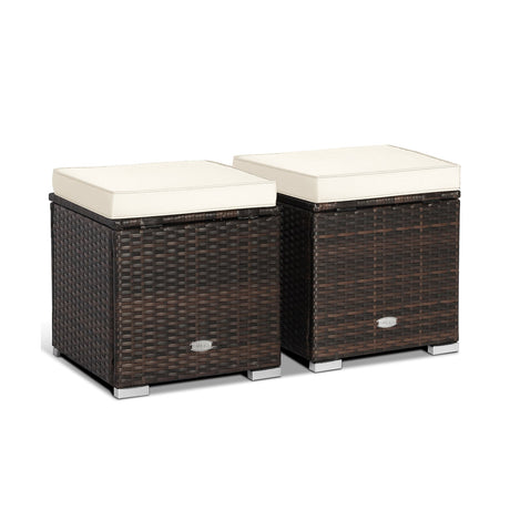 2 otomanas de patio con cojines extraíbles - Blanco