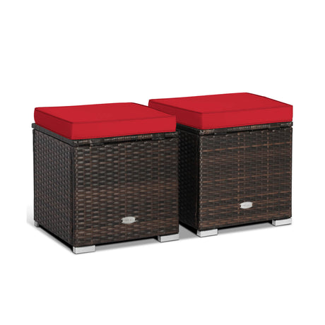 2 otomanas de patio con cojines removibles - Rojo
