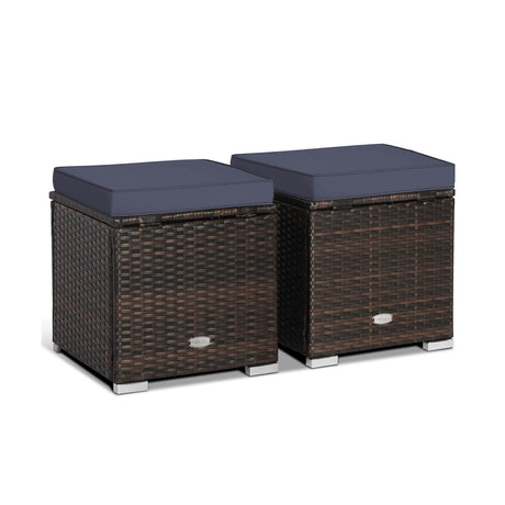 2 otomanas para patio con cojines extraíbles - Azul marino
