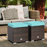 2 Pieces Patio Ottoman with Hidden Storage Space-Mix Grey