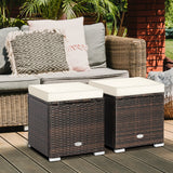 2 otomanas de patio con cojines extraíbles - Blanco