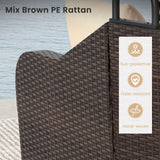 Patio PE Rattan Daybed with Retractable Canopy and Soft Cushions-Beige
