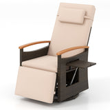 Sillón Reclinable Giratorio 360° de Ratán para Patio con Respaldo y Reposapiés Ajustables