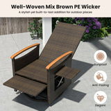 Sillón Reclinable Giratorio 360° de Ratán para Patio con Respaldo y Reposapiés Ajustables