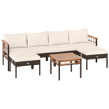Sillas de ratán para patio con otomanas y mesa auxiliar para jardín - Blanco