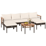 Sillas de ratán para patio con otomanas y mesa auxiliar para jardín - Blanco