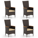 Juego de 4 sillas de ratán para patio, sillas de comedor de mimbre para exteriores con respaldo alto - Beige