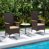 Juego de 4 sillas de ratán para patio, sillas de comedor de mimbre para exteriores con respaldo alto - Beige