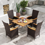 Juego de 4 sillas de ratán para patio, sillas de comedor de mimbre para exteriores con respaldo alto - Beige