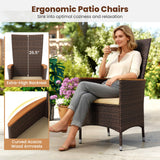 Juego de 4 sillas de ratán para patio, sillas de comedor de mimbre para exteriores con respaldo alto - Beige