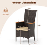 Juego de 4 sillas de ratán para patio, sillas de comedor de mimbre para exteriores con respaldo alto - Beige