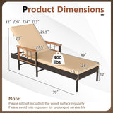 Patio Rattan Chaise Lounge with 4-Level Adjustable Backrest-Beige