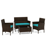 Juego de muebles de ratán de 4 piezas para patio con cómodos cojines